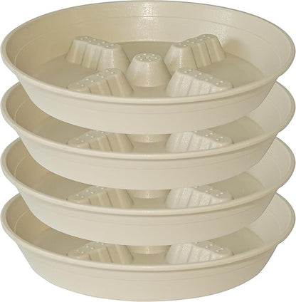 4 Pack Plant Saucer 10 inch, 8 12 14 17 inch, Plant Stand Plastic Plant Saucers for Indoors Outdoor, Heavy Duty Flower Plant Risers for Inside Pots, Pot Saucers for Plants, Grow Bags Saucers