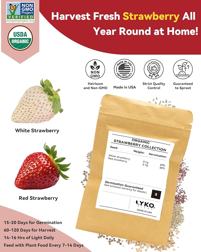 LYKOCLEAN Hydroponic Seed Pod Kit Compatible with AeroGarden, Ahopegarden, iDoo, MUFGA, 8 Pods Complete Growing Anything Garden Supply with Strawberry Seeds, Grow Sponges, Baskets, Domes, Labels