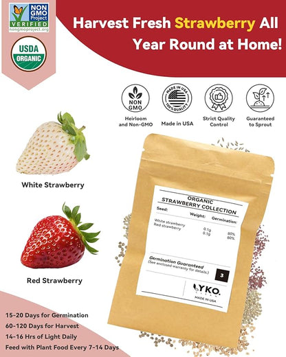 LYKOCLEAN Hydroponic Seed Pod Kit Compatible with AeroGarden, Ahopegarden, iDoo, MUFGA, 8 Pods Complete Growing Anything Garden Supply with Strawberry Seeds, Grow Sponges, Baskets, Domes, Labels