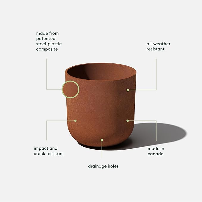 Veradek Patina Series Kona Planter - Round Planter for Outdoor Porch/Garden | Naturally Rusting Planter for All-Weather Use