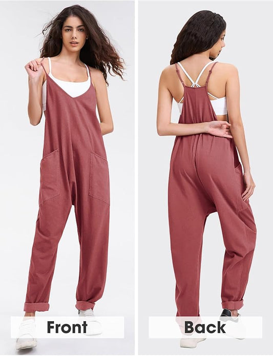 EXLURA Womens Casual Summer Jumpsuits 2026 Romper Bib Outfits Beach Vacation Denim Trendy Fashion Overalls with Pockets