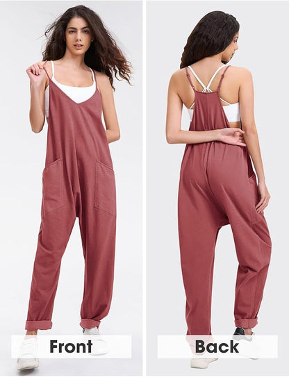 EXLURA Womens Casual Summer Jumpsuits 2026 Romper Bib Outfits Beach Vacation Denim Trendy Fashion Overalls with Pockets