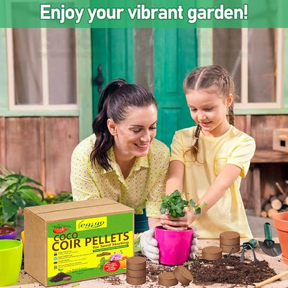 Legigo 50 Pcs 50mm Coco Coir Pellets Seed Starter Soil Mix- Organic Coconut Coir Potting Soil Pods for Seedling, Coco Peat Soil Discs for Indoor & Outdoor Plants Bonsai Herbs Vegetables and Flowers