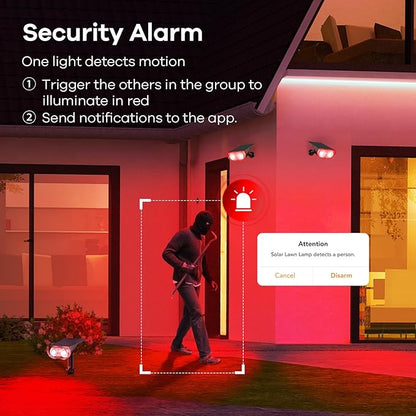Linkind Smart Solar Lights Outdoor SL5 with Motion Sensor, APP Control Cool/Warm White/Color Changing Solar Spot Lights Outdoor, IP65 Landscape Lighting for Yard, Garden, Path(2 Pack)