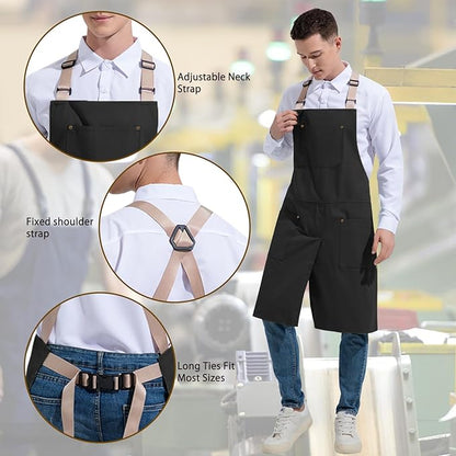 Pottery Apron Split Leg Waterproof Unisex Crossback Apron with Large Pockets