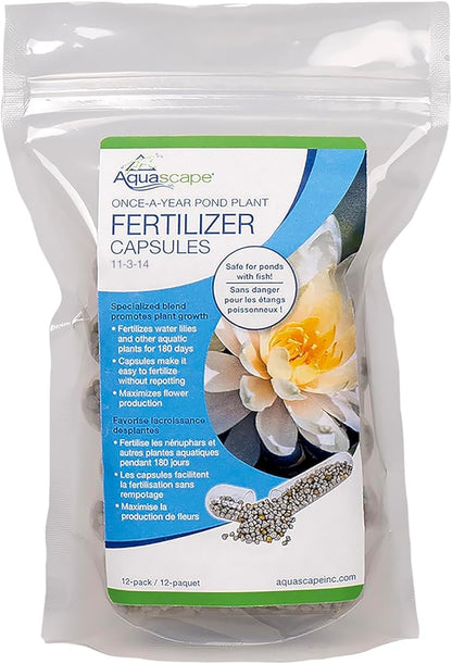Aquascape Once-A-Year Pond Plant Fertilizer Capsules, 12-Pack, Promotes Aquatic Plant Health, Easy Annual Application, 89011