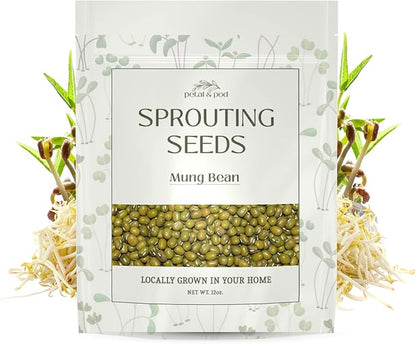 Petal & Pod Microgreens & Sprouting Seeds (12oz) - Mung Bean - Seeds for MicroGreens Growing Kit and Sprouting Jars
