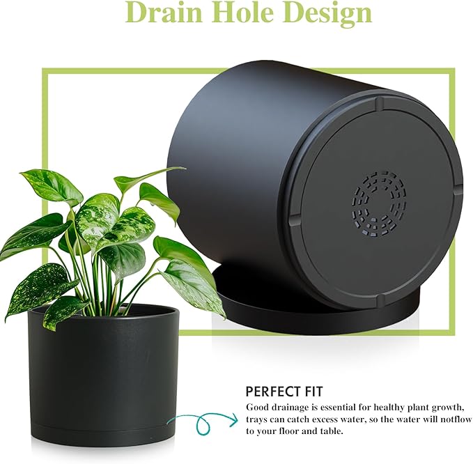 Large Plant Pots Set of 3 – 8", 9", 10" Indoor Flower Pots with Drainage Holes and Saucers, Big Planters for Monstera, Fiddle Leaf Fig, Snake Plant – 5 Colors
