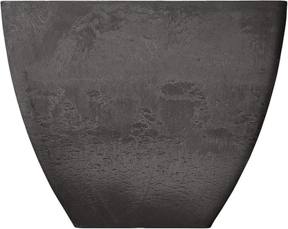 PSW Pot Collection 16x13 inch Plastic/Stone/Wood Composite Square Planter – No Drainage Hole (Drillable), Modern Indoor/Outer Pot for Flowers, Foliage, Succulents, Fairy Gardens, Dark Charcoal