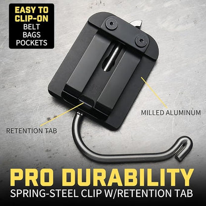 Holstery HookMaster | Tool Belt Utility Hook Holster - Heavy-Duty Steel Swivel Hook Holder - All Metal