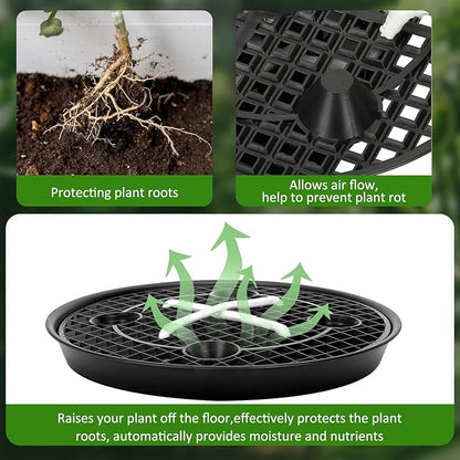 4 Pack Self-Watering Base for Fabric Pot,Auto-Irrigation Water Delivery System,14Inch Plastic Plant Saucer Stand for for Indoor-Outdoo and Grow Tents Greenhouses