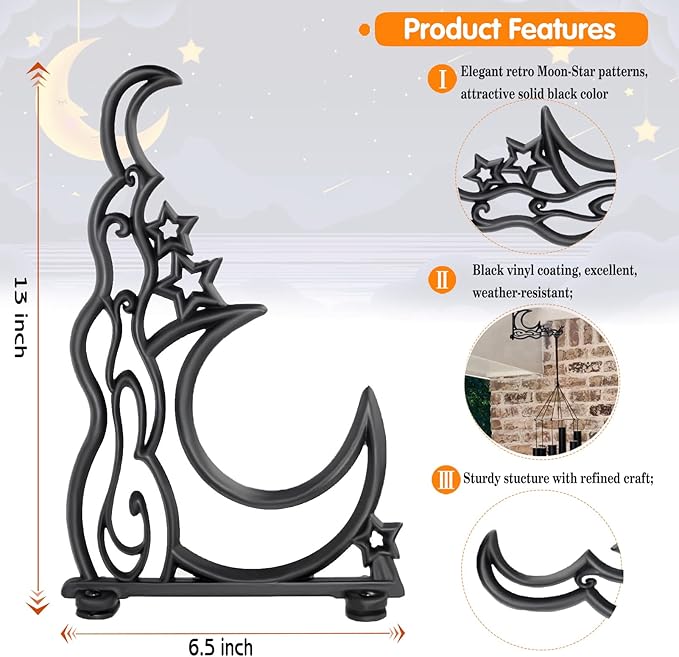 Plant Hanging Bracket Set of 2, 13" Wall Mount Plant Hanger Hooks, Sturdy Heavy Duty Aluminum Hanging Plant Bracket, Indoor Outdoor Plant Hanger Hook for Hanging Plants Bird Feeder Lantern, SUN&Moon