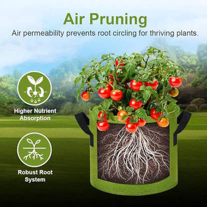5 Gallon Grow Bags 16 Pack Multicolor Fabric Plant Pots with Handles Nonwoven Potato Grow Bags Plant Growing Containers Bag for Garden Fruit Vegetable Flower(Orange+Blue+Yellow+Green)
