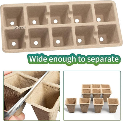 400Cells Seedling Start Trays with Drain Holes,40pcs Peat Pots Seedling Pots Biodegradable,Seedling Starter Kit,Organic Germination Plant Starter Trays(400xLabels,2xTransplant Tools,1xSpray Bottle)