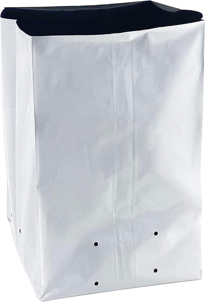 TEXALAN(R Plastic Grow Bags Poly Planters Panda Film Black and White 5 Gallon 25pcs