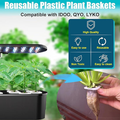 Seed Pods Kit Hydroponics Supplies with 12 Square Grow Sponges, 12 Square Grow Baskets, 12 Grow Domes, A&B Solid Nutrient Plant Food, 12 Labels and 1 Tweezer, Compatible with QYO, LYKO, iDOO IG201