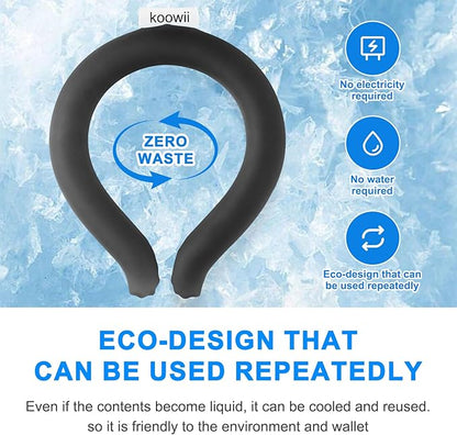 2-Pack Reusable Neck Cooling Tubes with Insulated Bag – Fast Freeze Ice Neck Wraps for Hot Weather, Sports & Outdoor Use, Eco-Friendly Ice Ring for Instant Cooling Relief Size M (Black, Set of 2)