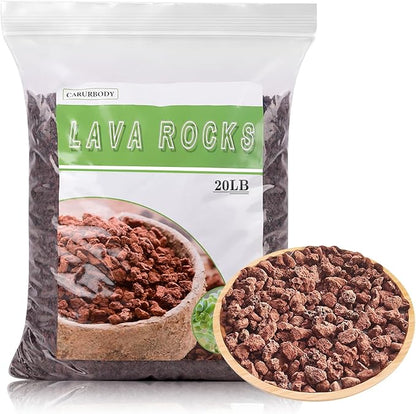 Lava Rocks for Plants -100% Pure Volcanic Rock No Dyes or Chemicals-Best Lava Stones Top Dressing for Cacti Succulents Plants,Bonsai (Red, 20LBS)