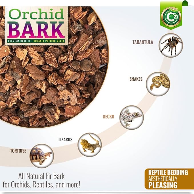 Orchid Potting Bark - Made in USA Premium Garden Soil Amendment Mix for Proper Root Development of Phalaenopsis, Cattleyas, Indoor/Outdoor Plants, Reptile Terrarium Bedding & More! (Mini Fir Bark)