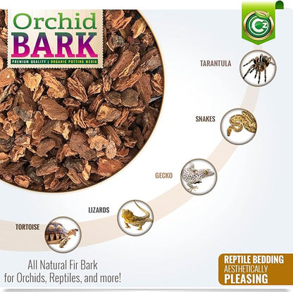 Orchid Potting Bark - Made in USA Premium Garden Soil Amendment Mix for Proper Root Development of Phalaenopsis, Cattleyas, Indoor/Outdoor Plants, Reptile Terrarium Bedding & More! (Mini Fir Bark)