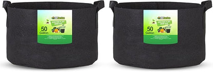 247Garden 2-Pack 50 Gallon Grow Bags/Aeration Fabric Pots w/Handles (Black)