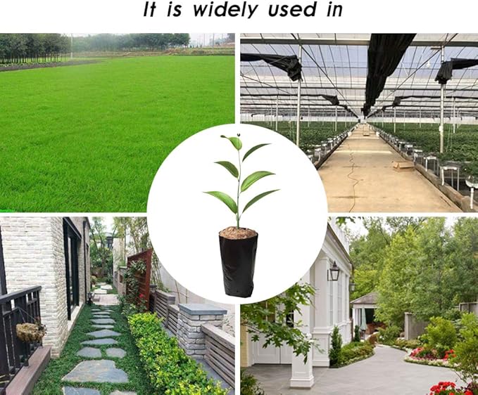 100 PCS Thicken Plastic Nursery Bags for Plants Fruit Flower Grow Bags Seedling Pots (7.87x13.78 in)