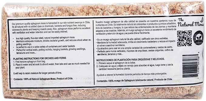 Inc Premium Chilean Sphagnum Moss 150 Grams/0.33 pounds, Premium Moss Dried, Long Fiber Moss Perfect for Healthy Orchids & Plants Growth repotting