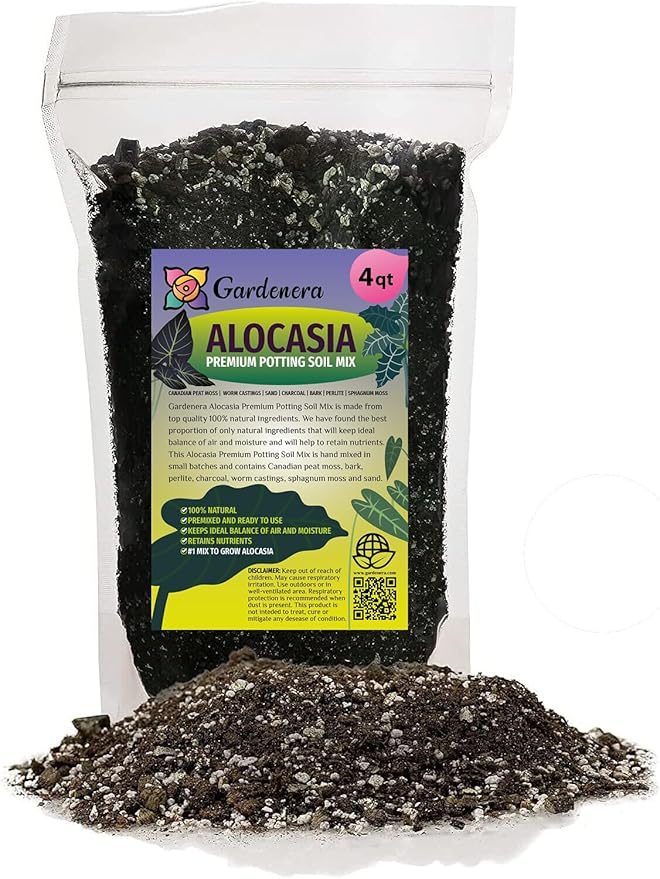Gardenera Premium Alocasia Plant Potting Mix - Elevate Your Space with Striking Foliage and Distinctive Beauty - 4 Quart