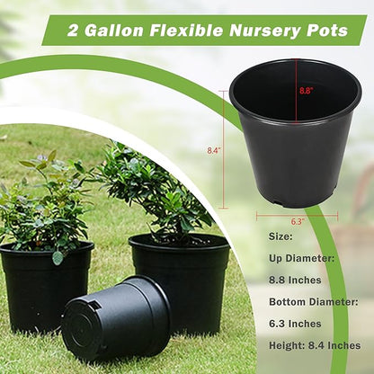 HOSTIC 2 Gallon Flexible Nursery Pots Gallon Pot with Drainage Holes Plastic Plant Container Suitable for Indoor Outdoor Vegetables Flowers Plants 10 PCS