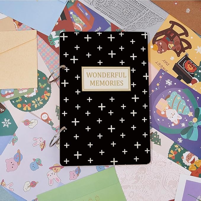 SUPERDANT Wonderful Memories Greeting Card Organizer Gift Card Holder Cards Keeper Storage Keepsake Book Binder Wedding Birthday Post Cards Photo Album Holder with Punch and 20pcs Inner Pockets
