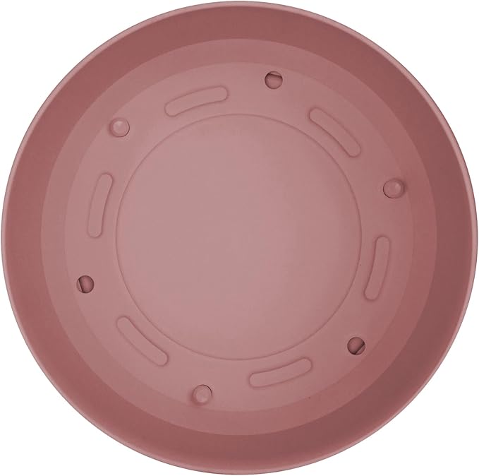 Bloem Mathers 8" Dusty Rose Round Modern Resin Garden Planter Pot with Drainage Holes and Removable Saucer Tray Included