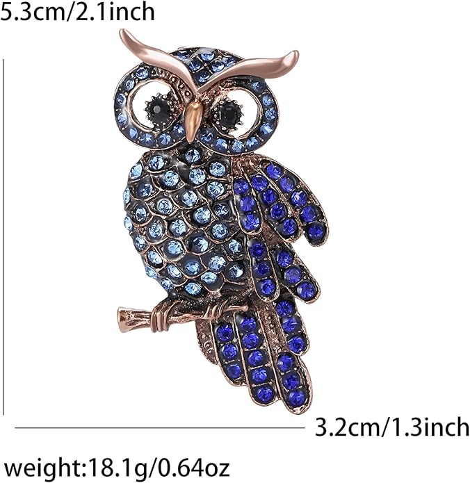 Rhinestone Owl Brooch Pin for Women Cute Big Cartoon Cat Eye Stone Owl Bird Brooch Unique Double Owl Brooch Pin Clothes Bag Hat Dress Jewelry