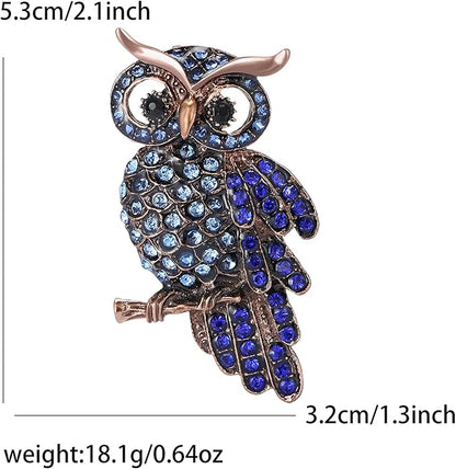 Rhinestone Owl Brooch Pin for Women Cute Big Cartoon Cat Eye Stone Owl Bird Brooch Unique Double Owl Brooch Pin Clothes Bag Hat Dress Jewelry