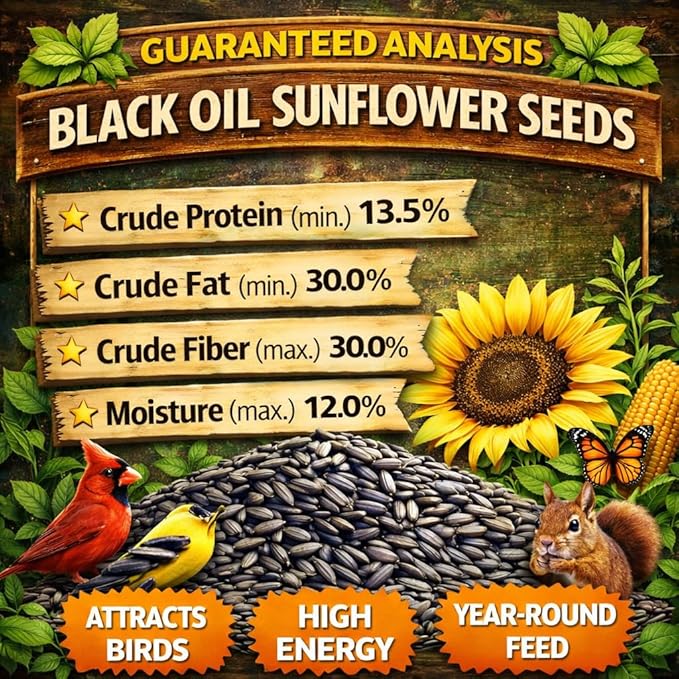 Premium Black Sunflower Seeds – | 4 LB Bulk Value Pack | Natural Wild Bird Seed for Backyard Feeders, High-Energy Food for Songbirds