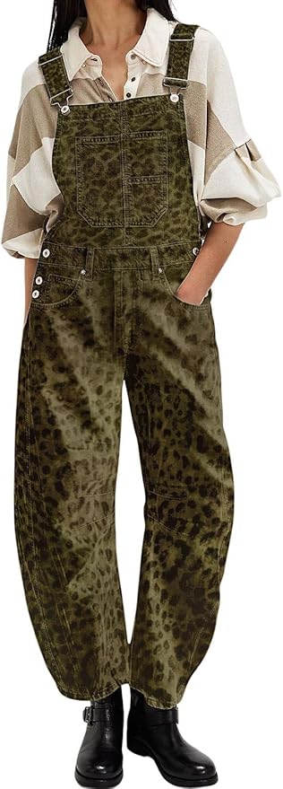loveimgs Women Y2k Baggy Barrel Jeans Overalls Wide Leg Denim Pants Bib Overalls Jumpsuit Boyfriend Patchwork Jeans