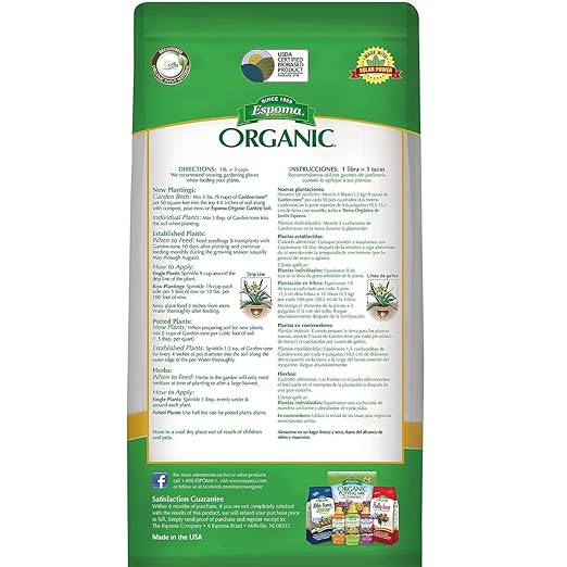 Espoma Organic Garden-Tone 3-4-4 Organic Fertilizer for Cool & Warm Season Vegetables and Herbs. Grow an Abundant Harvest of Nutritious and Flavorful Vegetables – 4 lb. Bag - Pack of 2