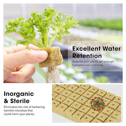 VIVOSUN 1 Inch Rockwool Cubes, 100 Plugs Grow Cubes for Hydroponics, Cuttings, Cloning, Plant Propagation, Seed Startling