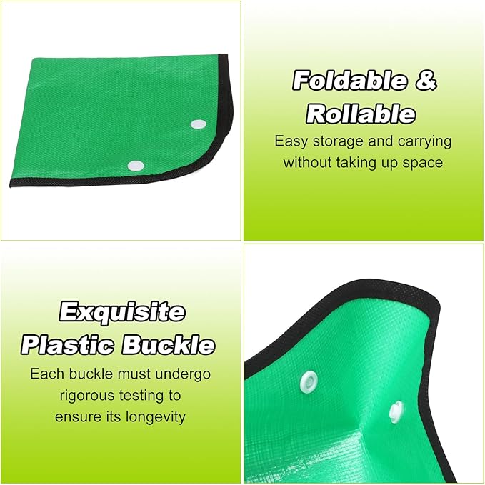HARFINGTON Repotting Mat 13" x 13" PE Cloth Waterproof Plant Repotting Mat Foldable Portable Gardening Potting Tray with Plastic Buckle for Indoor Plant Change Soil Watering, Green