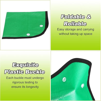 HARFINGTON Repotting Mat 13" x 13" PE Cloth Waterproof Plant Repotting Mat Foldable Portable Gardening Potting Tray with Plastic Buckle for Indoor Plant Change Soil Watering, Green