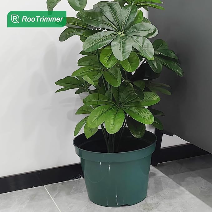 10 Pack Green Plastic Planter Pots, 10 Inch Thick with Multiple Drainage Holes, for Herbs, Strawberries, Flowers - Indoor/Outdoor