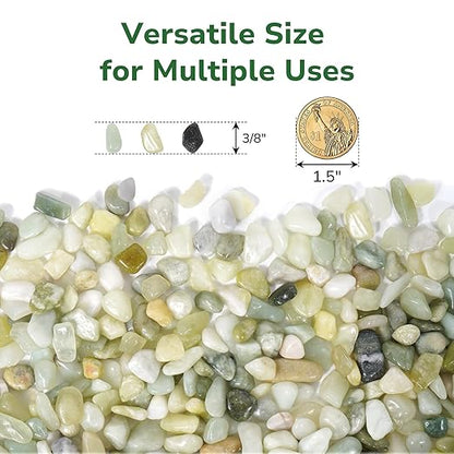 GreatBuddy 2.5-lb Decorative Rocks for Indoor Plants, 3/8" Jade Pebbles for Planters, Gravel for Succulent, Vases, Bamboo, Garden Landscaping, Crafts, Aquariums, Natural Polished