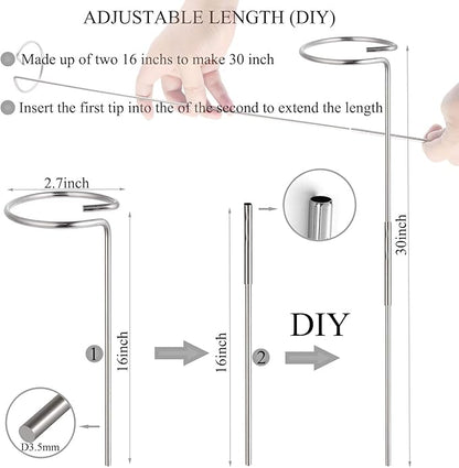 30 Inch Or 16 InchPlant Stakes for Flowers - 5 Pack (DIY), Stainless Steel Garden Tall Single Stem Support Stake Plant Cage Support Rings with Adjustable Height Fit Flowers, Plant Stable