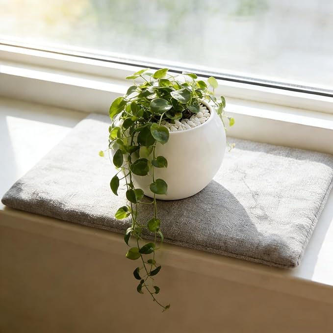 White Spherical Ceramic Planter Succulent Small Plant Pots Indoor Modern Round Decorative Indoor-Outdoor Garden Plant Pots with Drainage Holes - Plants Not Included 3.94 x 3.94 x 3.15 Inch
