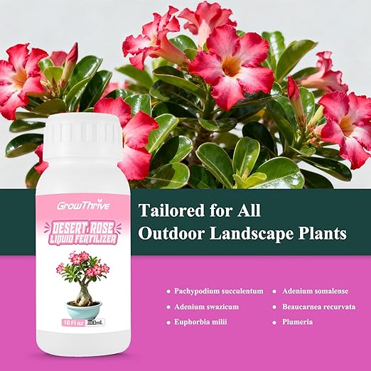Desert Rose Liquid Fertilizer – Natural Probiotic Plant Food for Adenium, 300ml Bottle with Measuring Cap, Organic Nutrient Boost for Greener Leaves, Strong Roots & Vibrant Blooms
