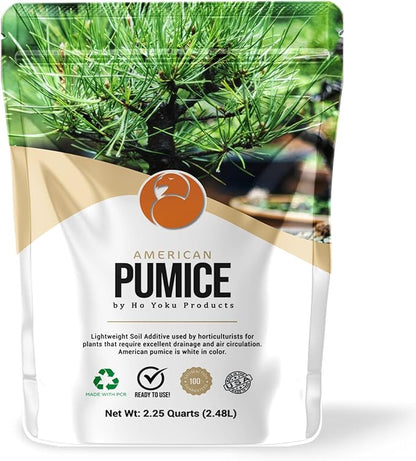 Ho Yoku Pumice for Plants, 2.25 Quarts, Horticultural American Pumice Rocks, Additive for Bonsai Soil, Succulent Soil, or Houseplants