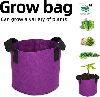 Grow Bags,Growing Pot Bags Garden Grow Bag Indoor Outdoor Fabric Aeration Plant Pot Container Flower Vegetable Pouch (Purple,2 Gallon)