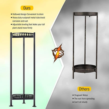 Plant Stand Indoor Outdoor, 30'' Tall Plant Stands, 2 Tier Metal Planter Stand, Flower Stand Plant Pot Holder for Living Room, Corner, Deck