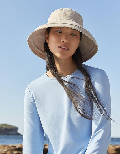 Solbari Women's Holiday Sun Hat UPF 50+ Packable UV Sun Protection Hat with Full Coverage Brim, Reversible, Adjustable Fit