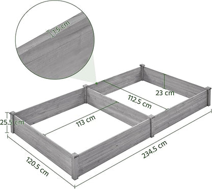 Topeakmart 92.5 x 47.5 x 10in Horticulture Raised Garden Bed 8×4ft Wooden Planting Box in Garden Backyard/Outdoor Use, Gray