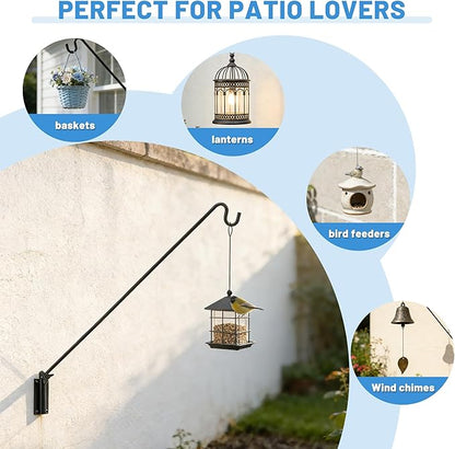 ERYTLLY 2 Packs Heavy Duty Deck Hook Wall Mounted, Extensible and Adjustable Deck Hook for Hanging Bird Feeder, Plants, Suet Baskets,Wind Chimes,Lanterns and More